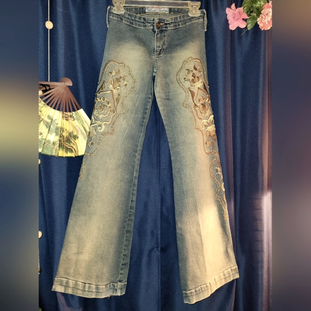 SweetNovember Stretchy Embroidered Jeans